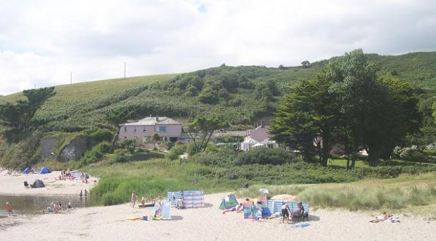 The Pendower Beach House Hotel was famously pink. Photo: Tony Atkin