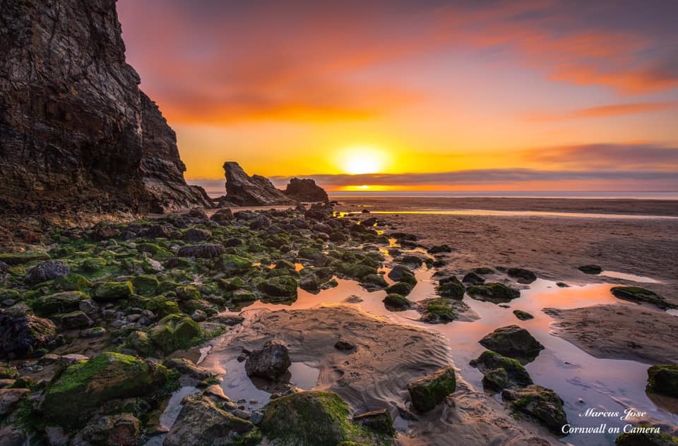 Sunset over Perranporth beach, by Marcus Jose