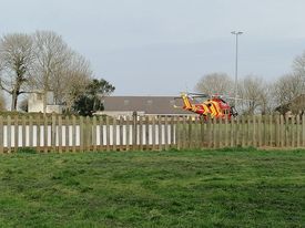 The ambulance lands near Coronation Park