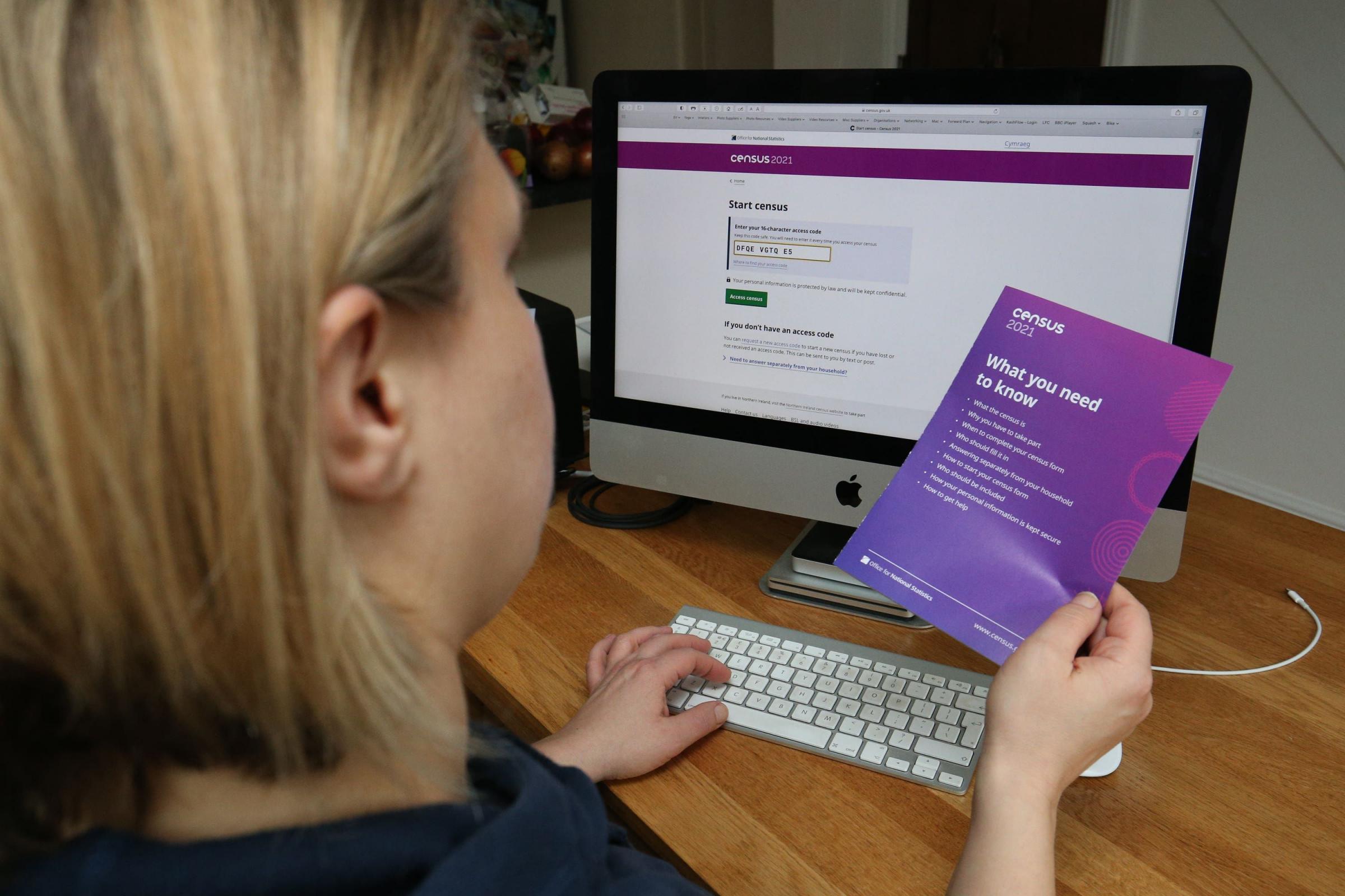 A woman completes her Census form online. Picture: Jonathan Brady/PA