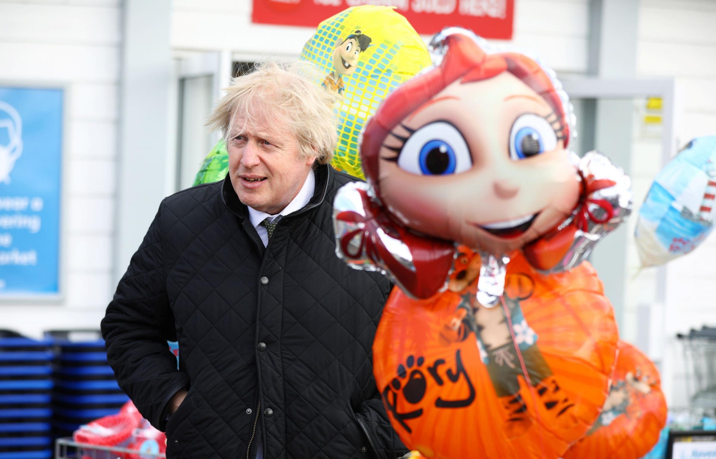 Boris Johnson during his visit to Haven Perran Sands Holiday Park. Picture: Tom Nicholson/PA