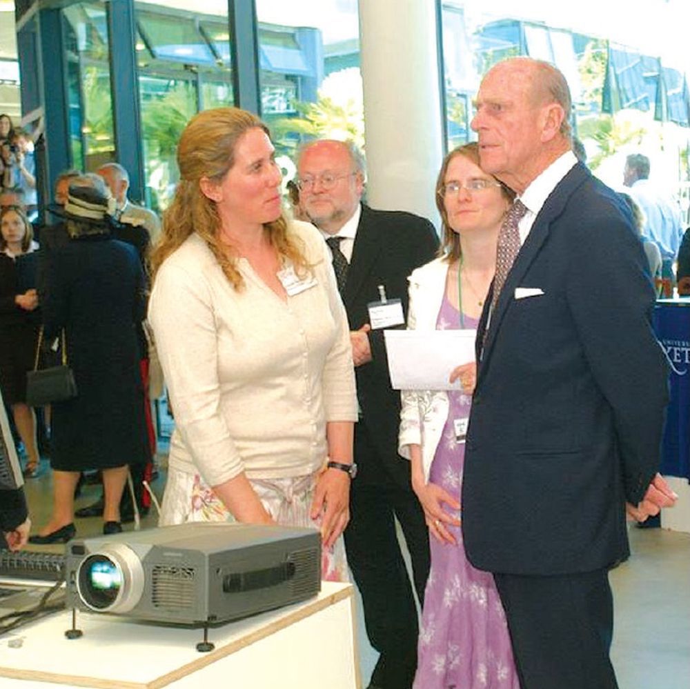 Prince Philip chats to some of the staff at the Tremough Campus in 2006