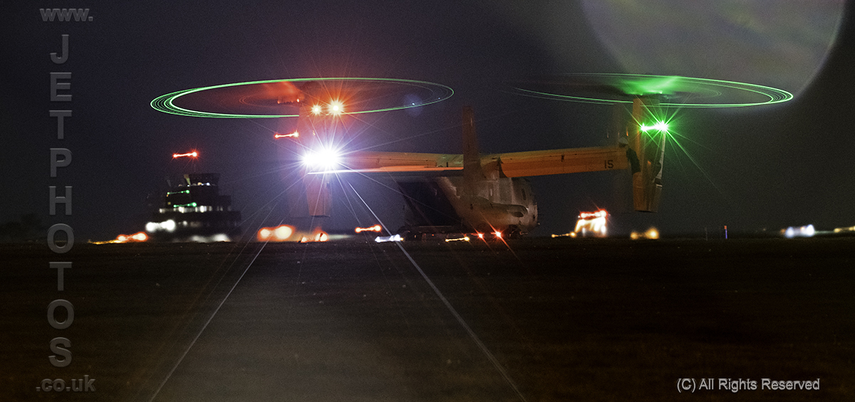 A night time shot of the Osprey that arrived in Helston late on Friday. Picture: Bob Sharples/Jet Photos