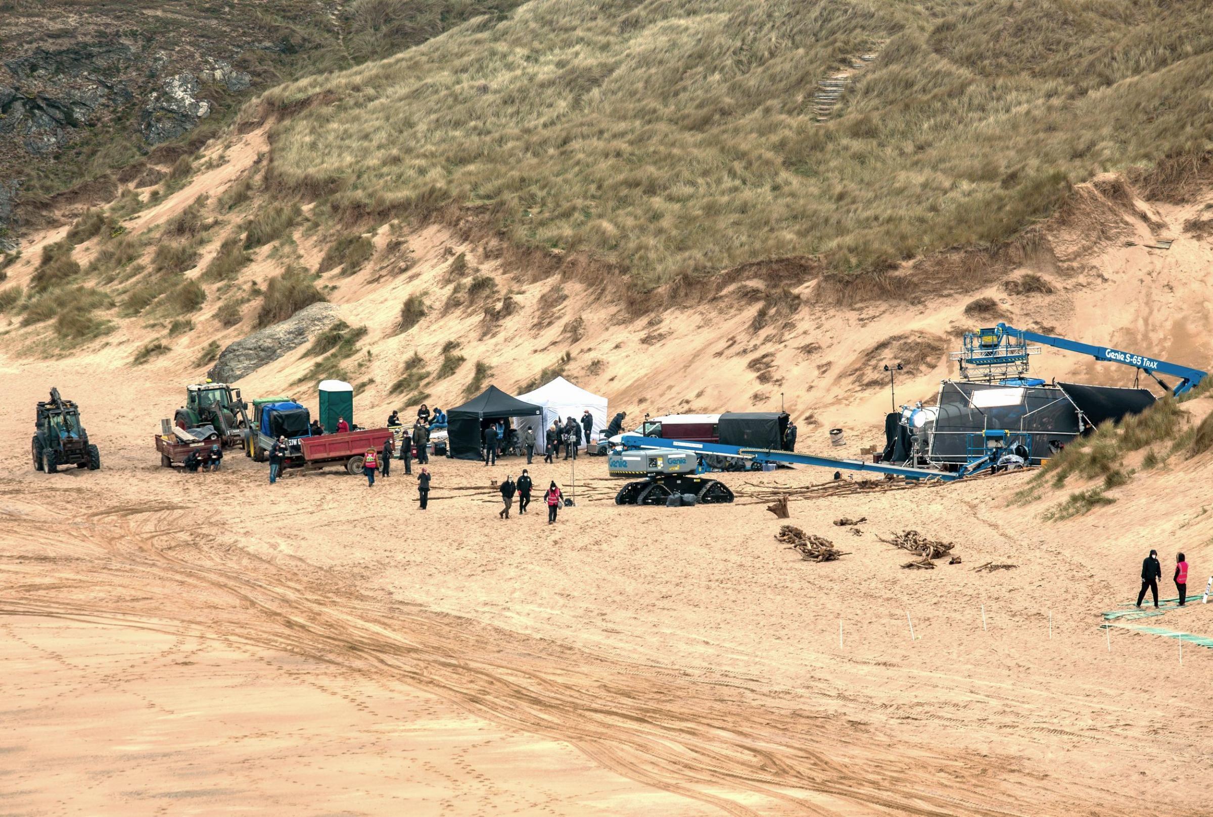 The cast and crew at Holywell Bay. Picture: SWNS
