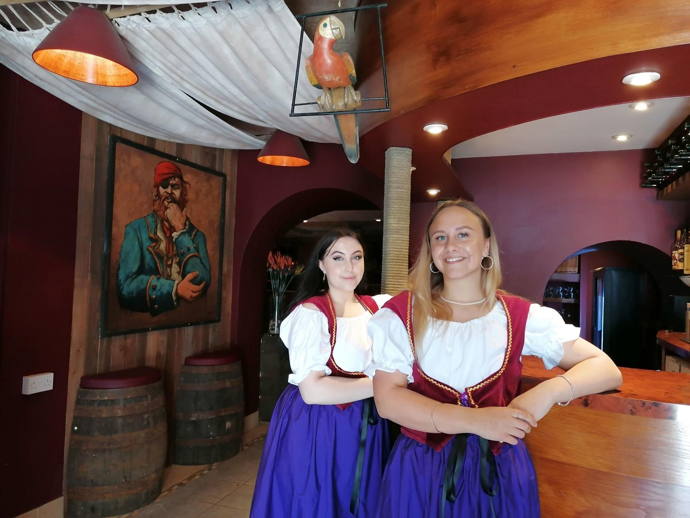 Waitresses Megan and Sadie look forward to welcoming you to the new Helston Meadery