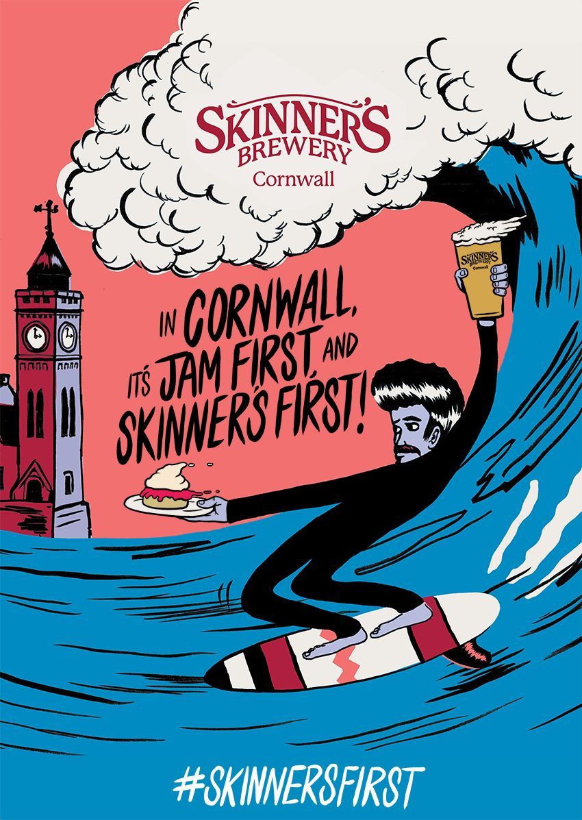 The Porthleven pale ale artwork reworked by artist Stevie Gee