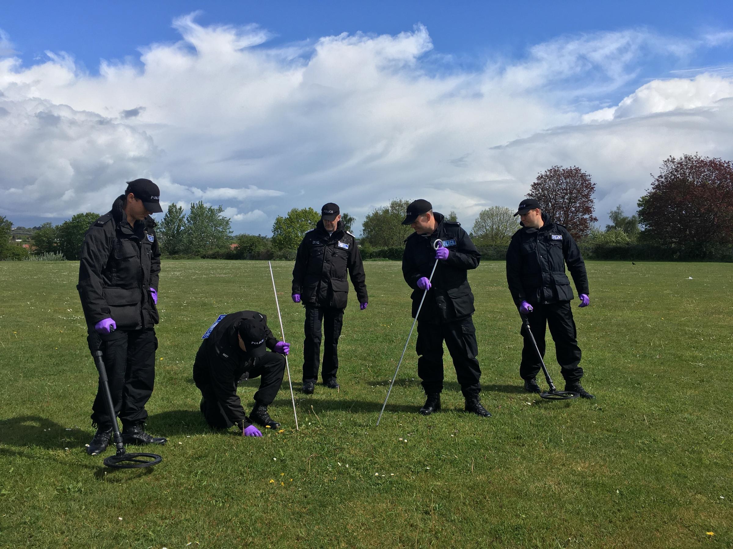 Devon and Cornwall police officers demonstrate how they would carry out a search ahead of the G7 summit (Image: LDRS/Richard Whitehouse)