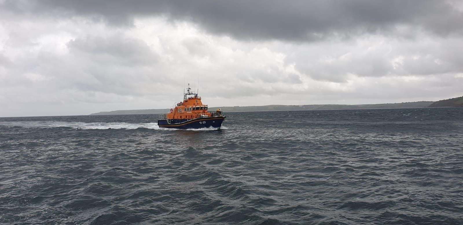 The lifeboat was launched to help an injured crew member