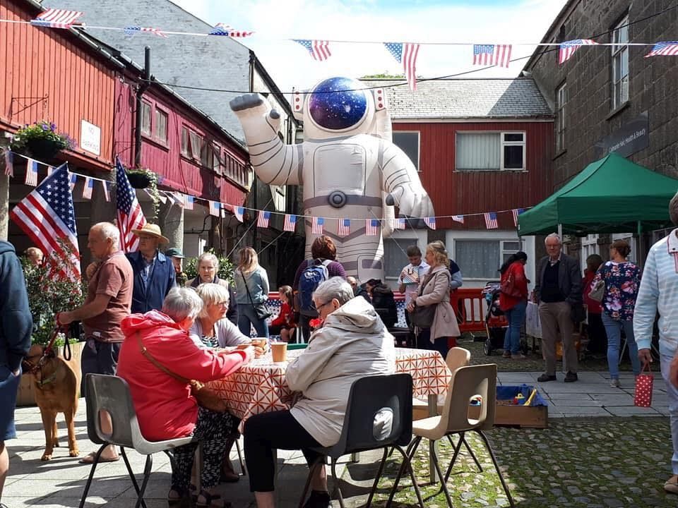 Spaceman on Market Day in Redruth, July 2019 - the 50th anniversary of the moon landings. Picture: Redruth Revival CIC
