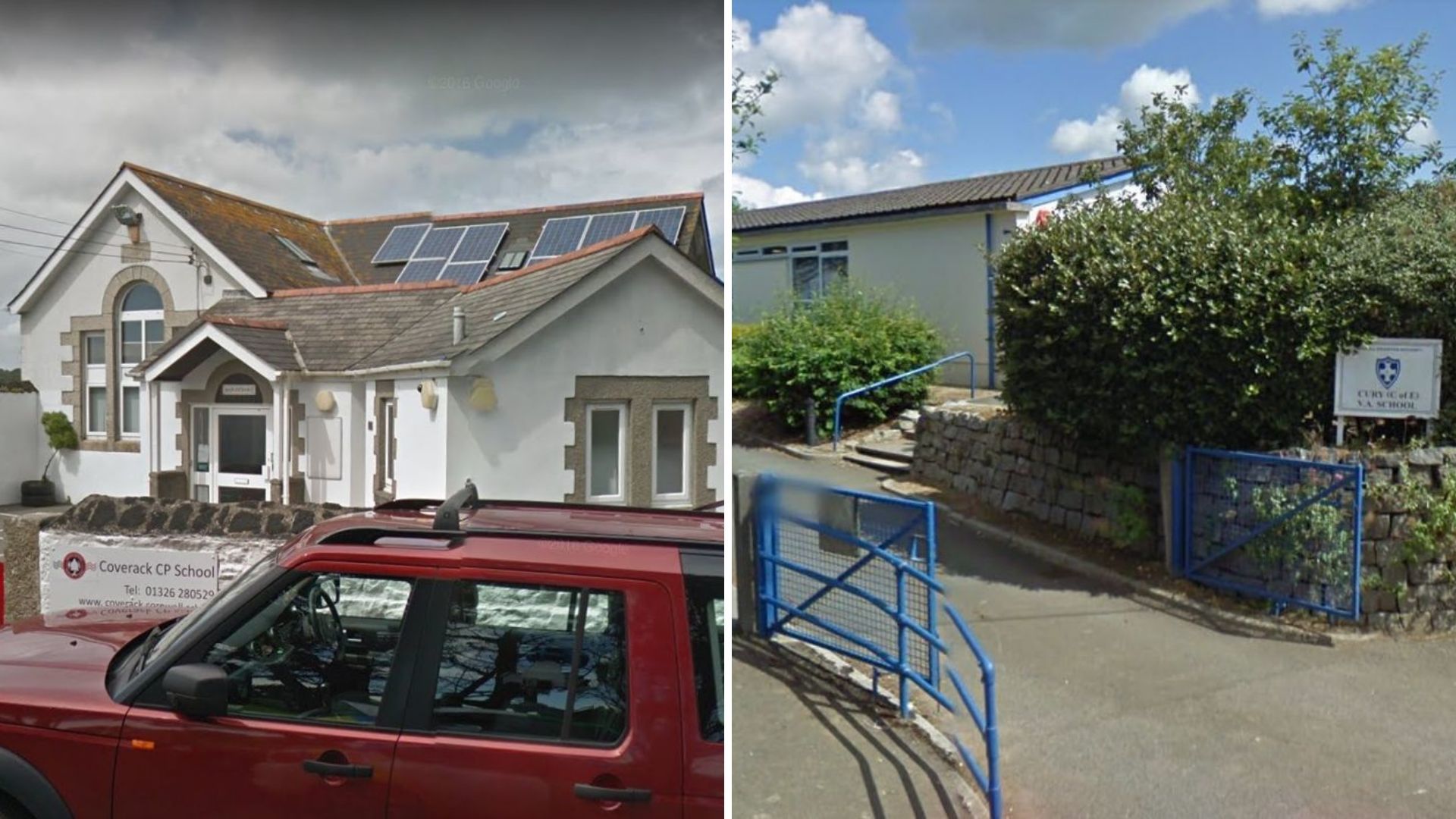 Parents are unhappy about proposals to remove the junior classes at Coverack (left) and Cury Schools