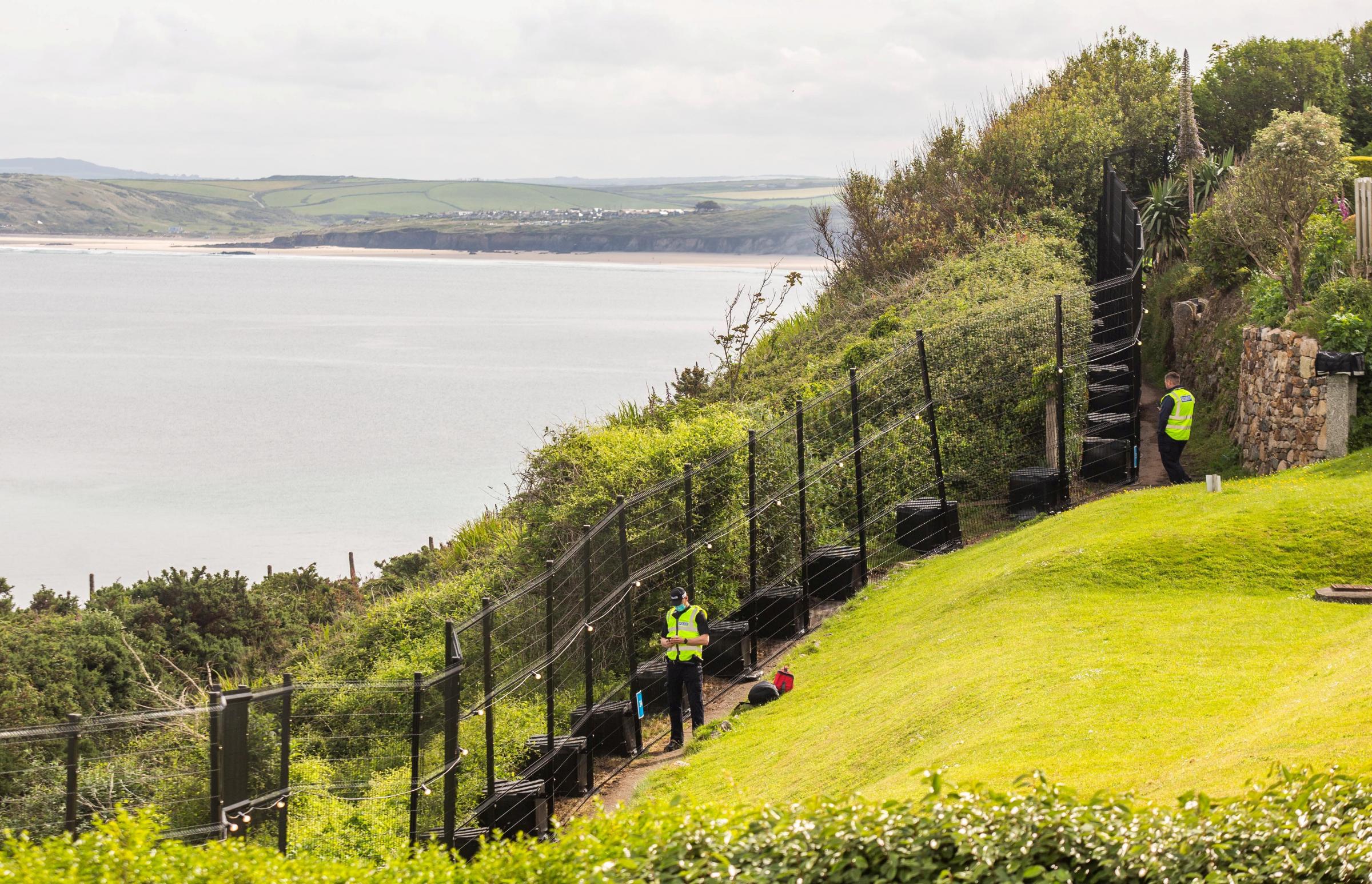 A heavy security fence around the grounds of the Tregenna Castle. Picture: SWNS