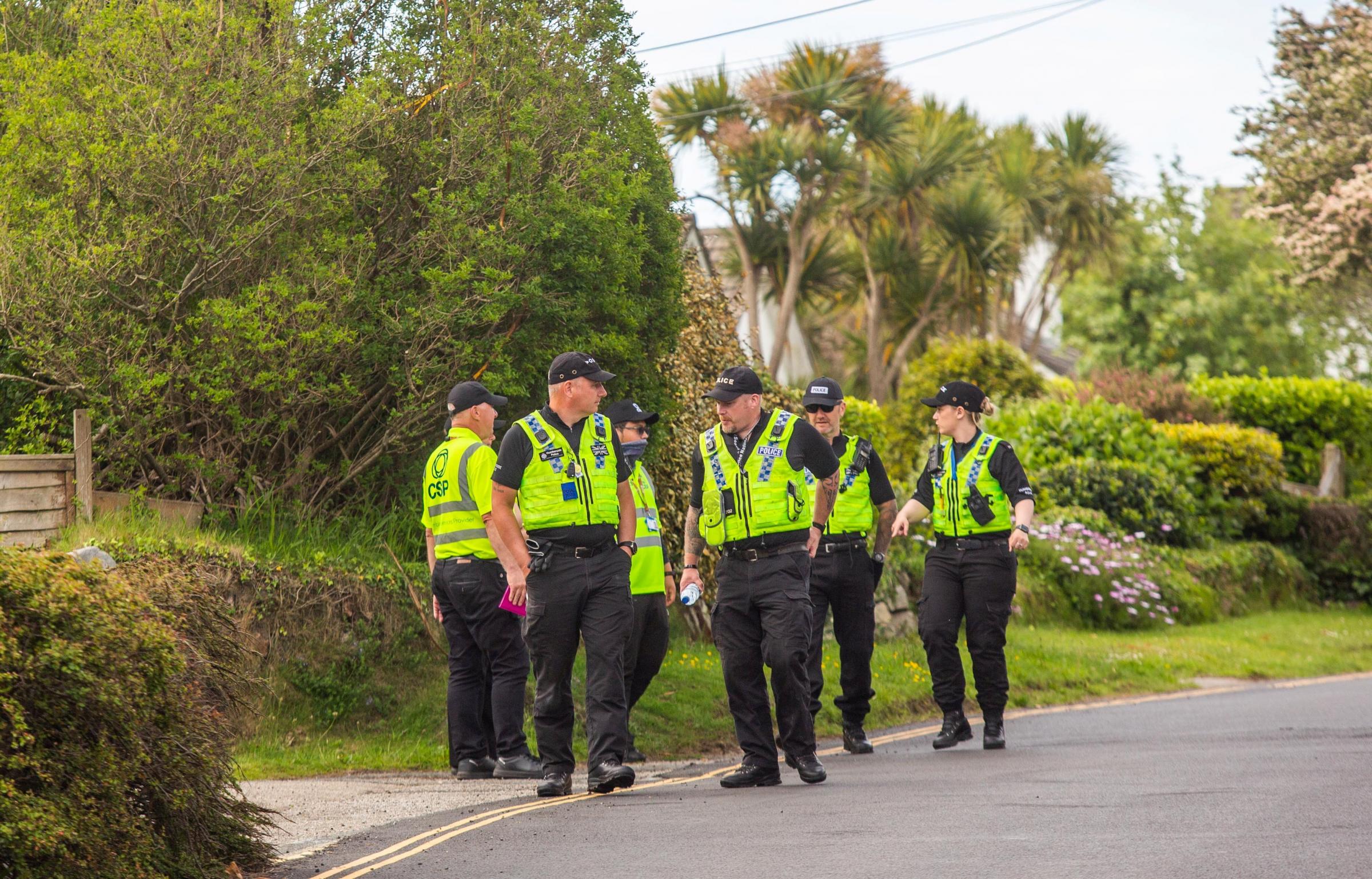 A heavy police presence in Carbis Bay and St Ives. Picture: SWNS