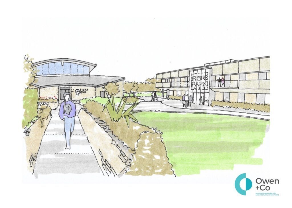 Artist\s impression of the proposed Fibre Park which is part of Camborne\s Town Investment Plan funded by the Town Deal (Image: Owen & Co)