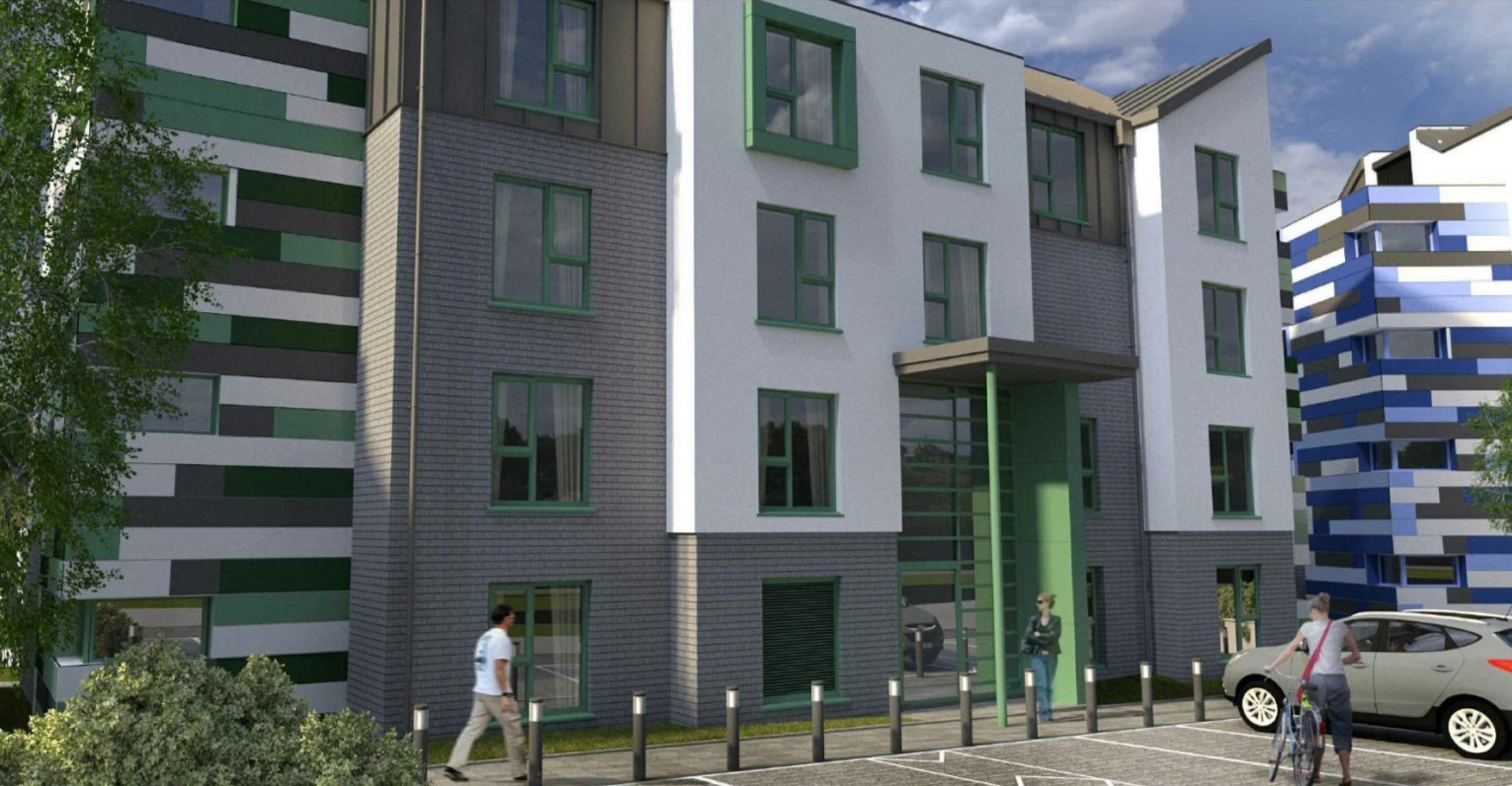 3D image of the planned student and nurse accommodation blocks in Truro