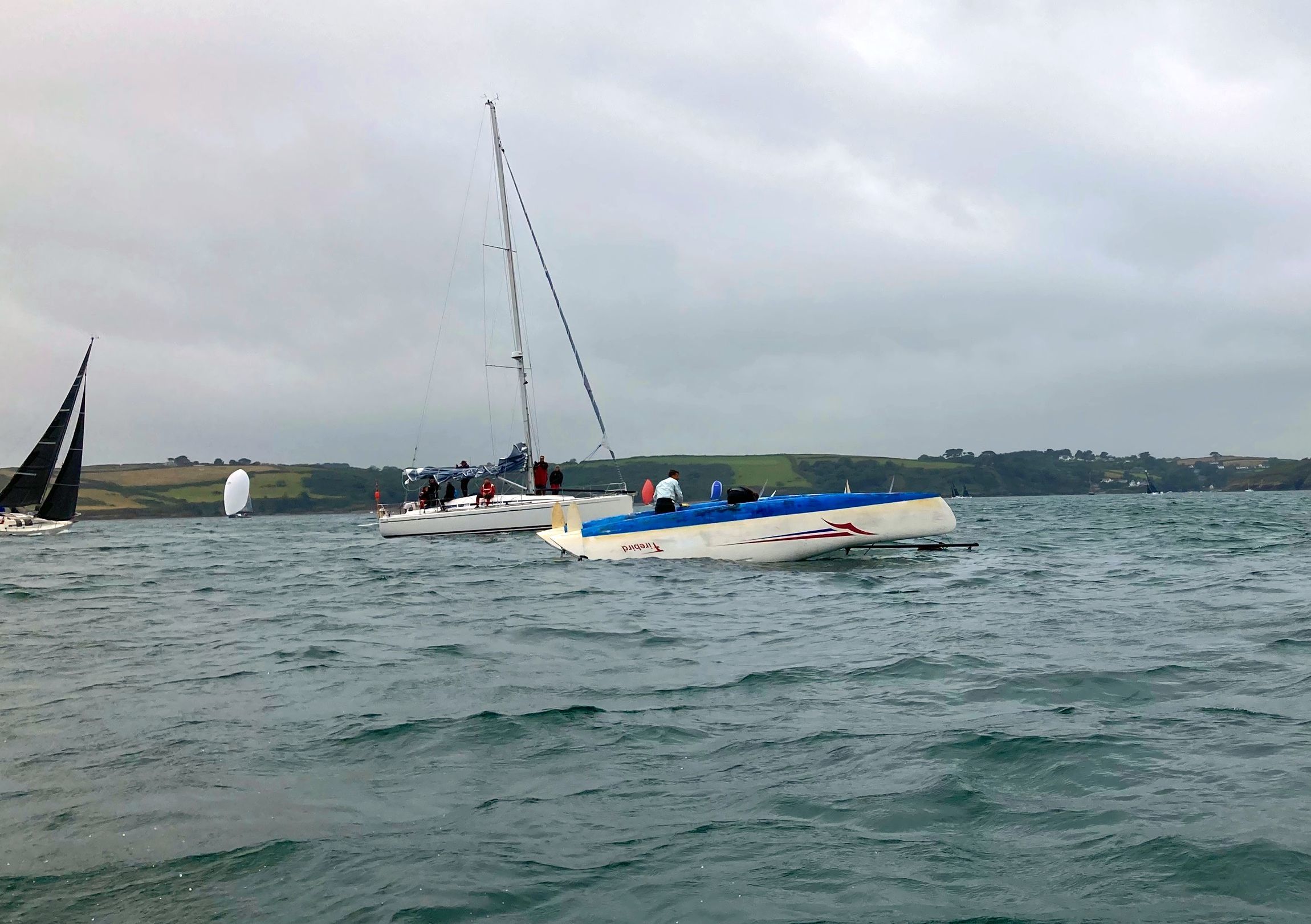 The catamaran went over near the mouth of the Helford River Picture: Tom Harris