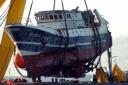 The Bugaled Breizh is lifted from the water   Picture: PA Images