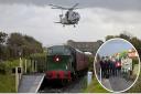 The Merlin from RNAS Culdrose delivered the wreath to Helston Railway