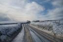 Snow in Cornwall lane. Credit Kathy White