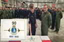 RNAS Culdrose Commanding Officer Chris Jones and  Air Engineering Technician Ryan Sharman at the 90th anniversary of 824 Squadron