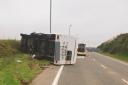 A picture of the overturned motorhome was posted by the police