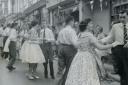 This photo of the morning/evening  dance is from the 1960’s. The dancers have reached the bottom of Meneage Street.