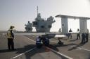 The drone on board the aircraft carrier