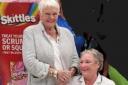 Kay Rundle from TrewCare with Judi Dench at Asda Penryn