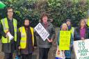 Some of those protesting in St Austell against the possible cuts to school bus routes
