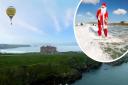 Santa enjoys the surf at Fistral after delivering a 12-foot Christmas tree to The Headland Hotel