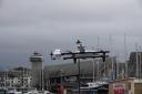 A drone operating from Custom House Quay,