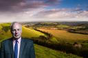 Ian Liddel-Grainger, inset, with the Somerset Levels behind him.