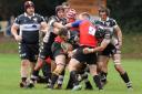 Crediton try to halt a Falmouth attack. Picture: SALLY JACOB/CARTEL