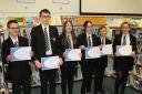 Winners from the communications category: Ethan, Matthew, Sophia, Jasmine, Thomas and Maisie