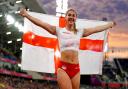 Cornwall's Molly Caudery celebrates after winning a silver medal in the Women's Pole Vault Final in the Commonwealth Games  Picture: Mike Egerton/PA