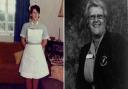 Jane Trethowan, pictured near the start and towards the end of her nursing career, has died at the age of 74