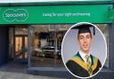 Hayden Trerise-Smith (inset) is now a qualified dispensing optician at Specsavers in Redruth
