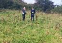 Councillors Alan Jewell and John Bastin in one of the fields to be built on