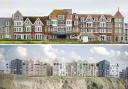 The historic Hotel Bristol at Narrowcliff in Newquay and an artist's impression of the latest controversial plan to replace it