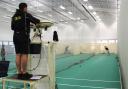 : A Cricket Academy student testing out the new cricket analysis equipment at Truro College. (53390775)