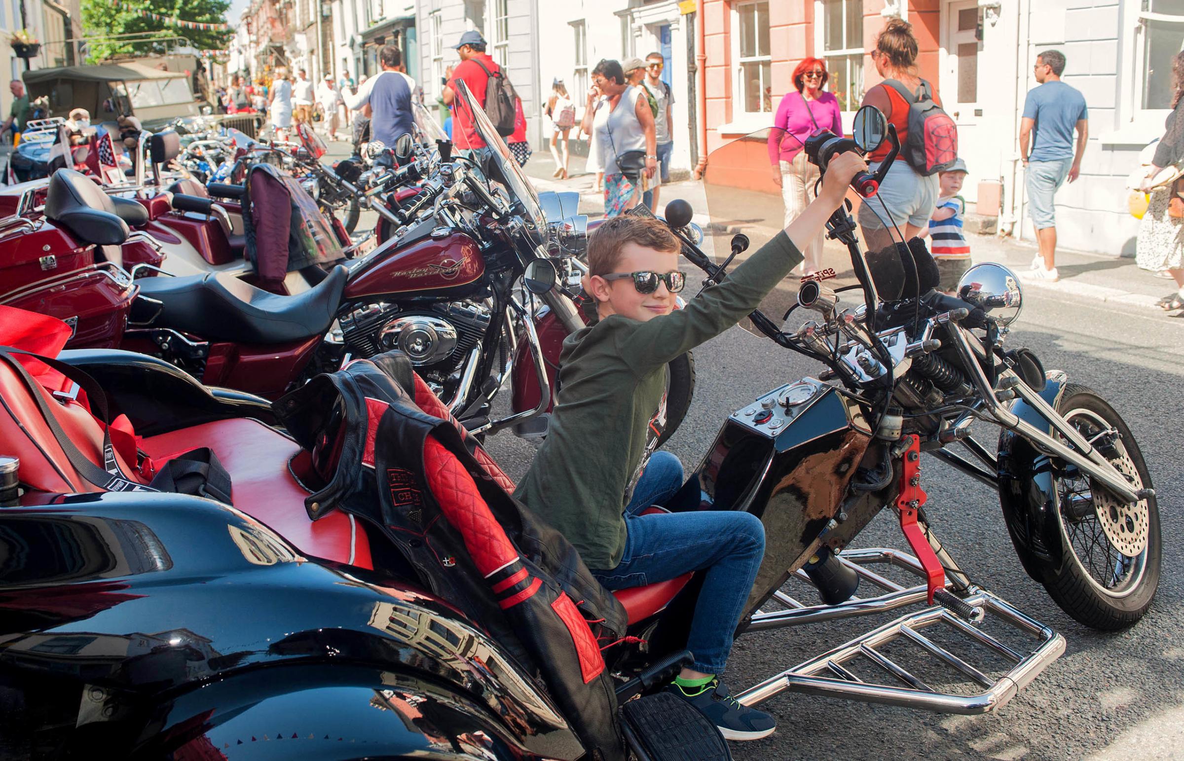 Motorcyles, trikes, vintage cars and military vehicles were on display in Broad Street. Picture by Colin Higgs