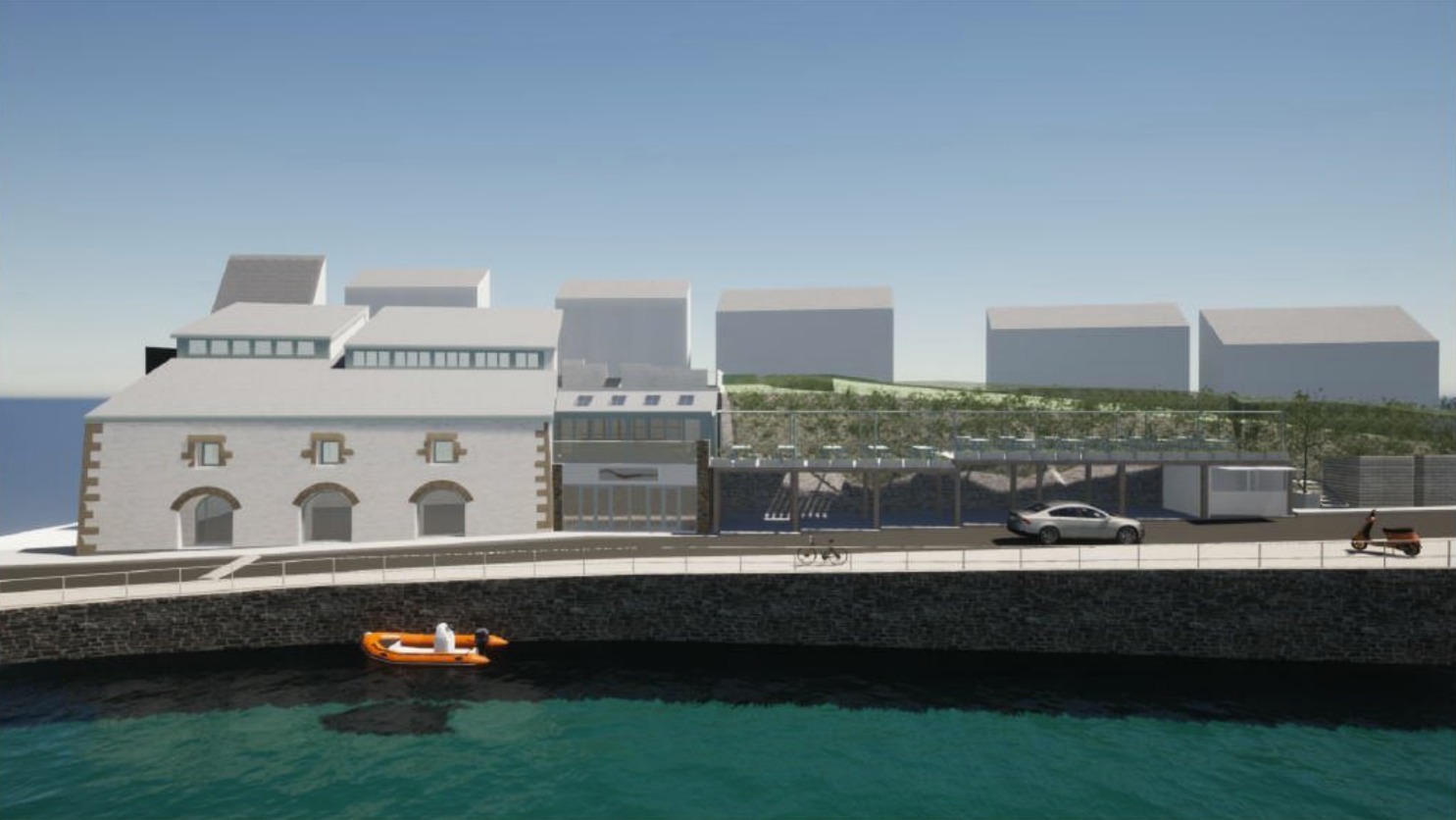 CGI of the proposed Porthleven harbourside restaurant plans which have been refused permission