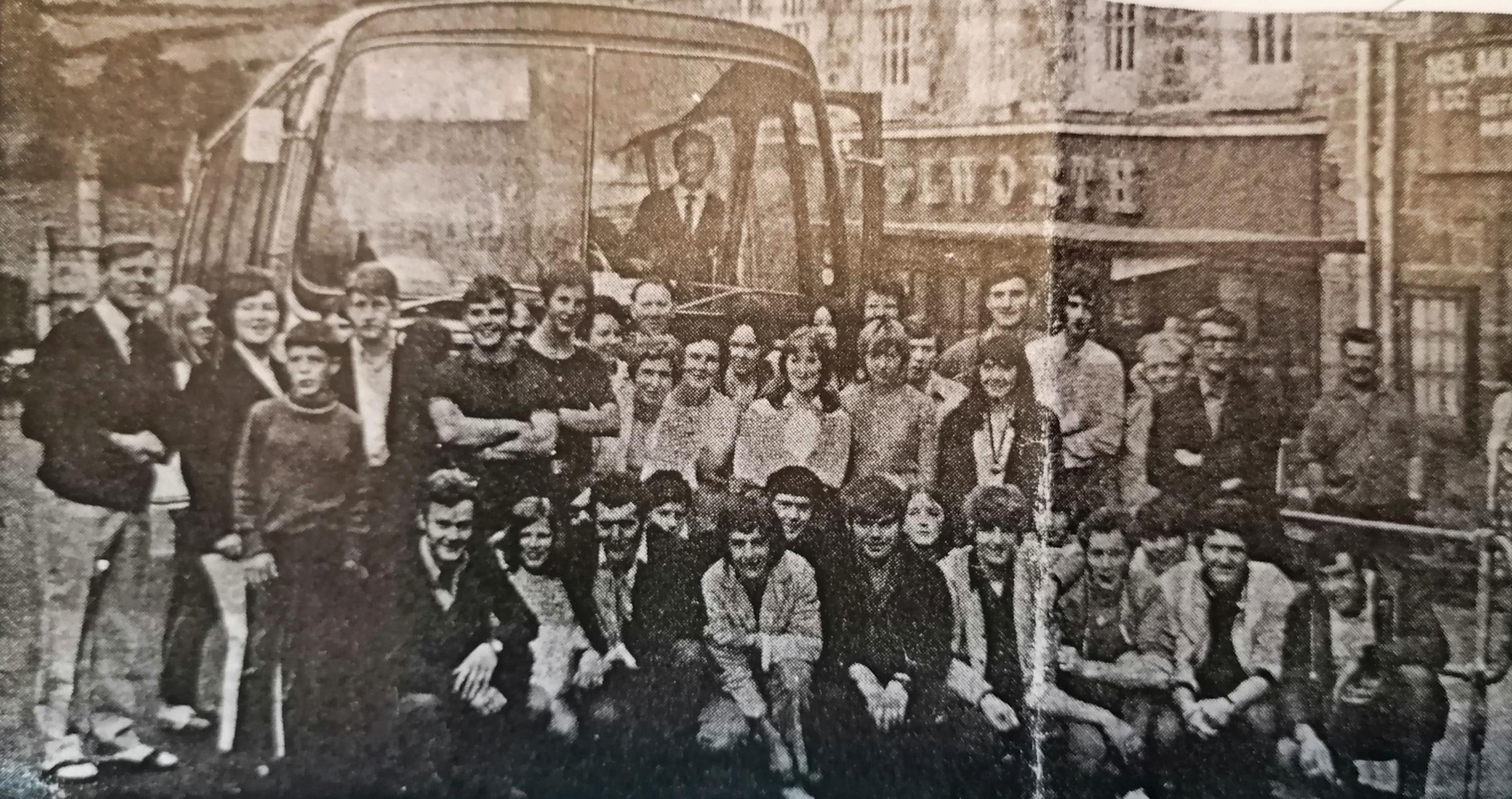 Young youth club members ready to go on a trip to Sasso Marconi in 1970