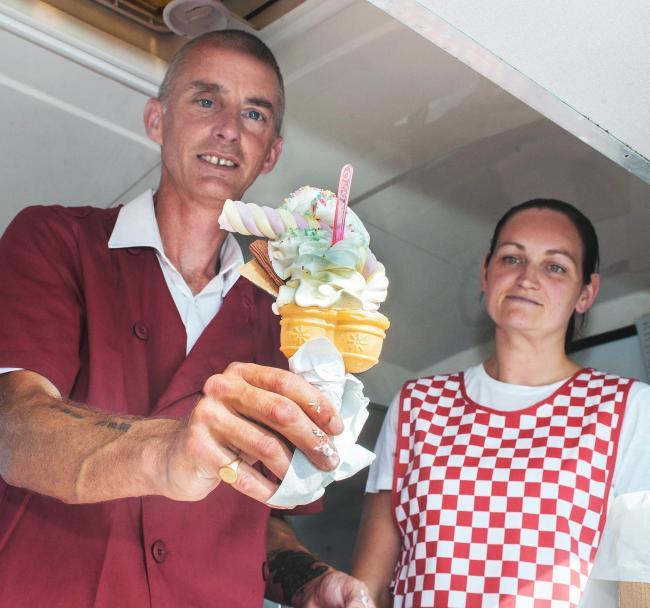 Pictured making the famous Jazzer cone, Richard Pacy and his wife Jo last year Picture: Colin Higgs