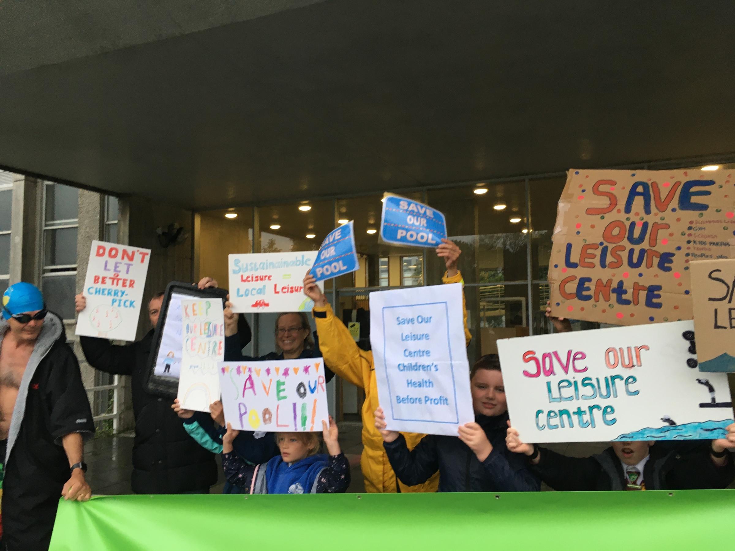 The leisure centre protest at County Hall, Truro (Image: Richard Whitehouse/LDRS)