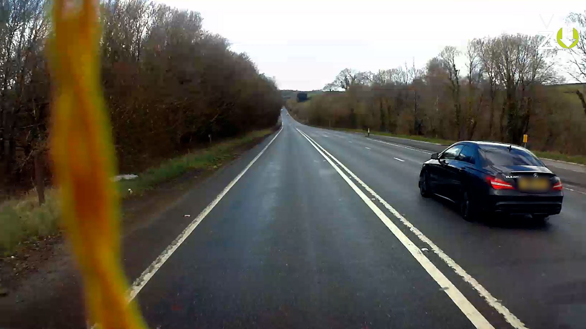 A vehicle overtaking over solid double lines