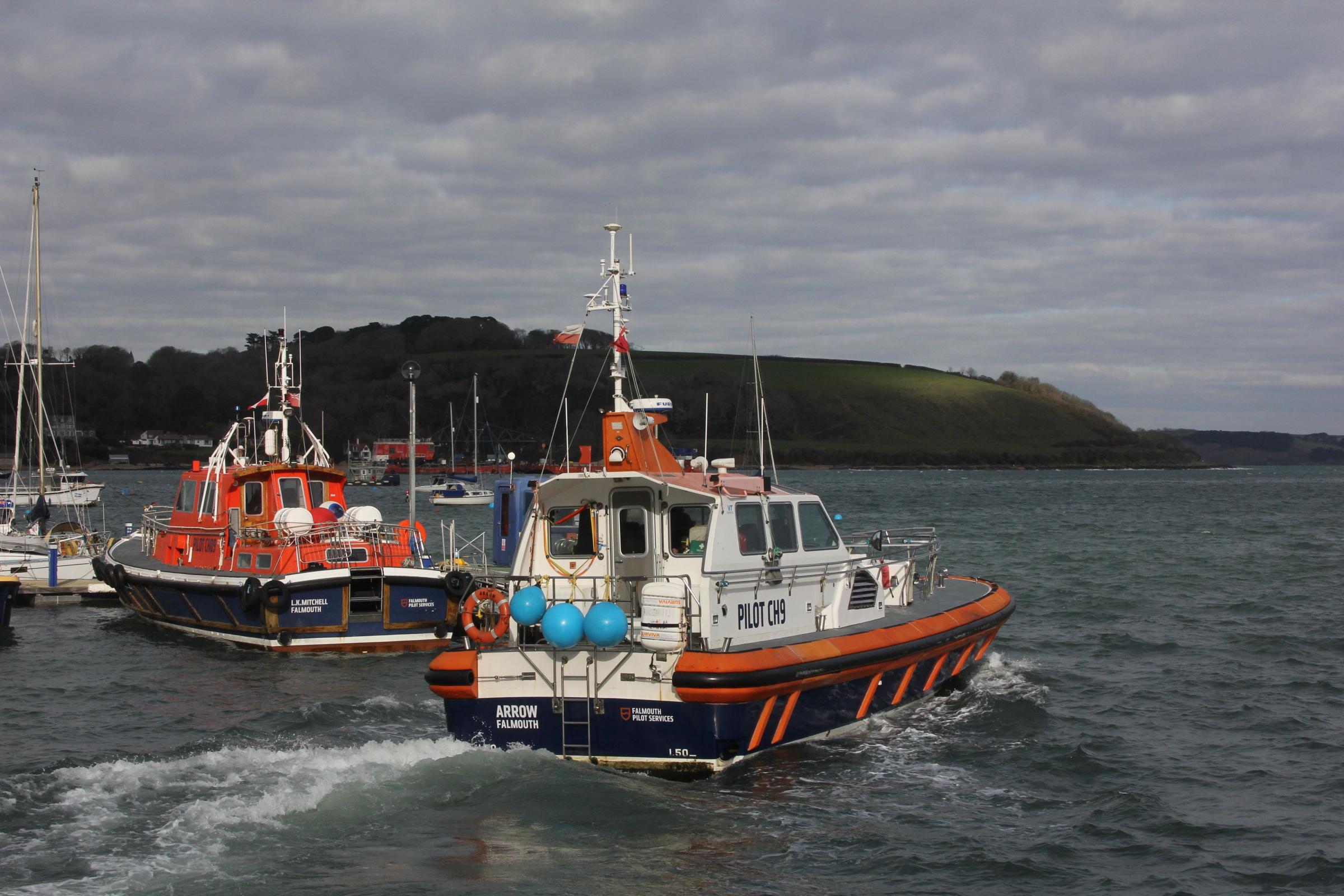 n Pilot boats LK Mitchell and Arrow are among those flying flags at half mast Picture: David Barnicoat