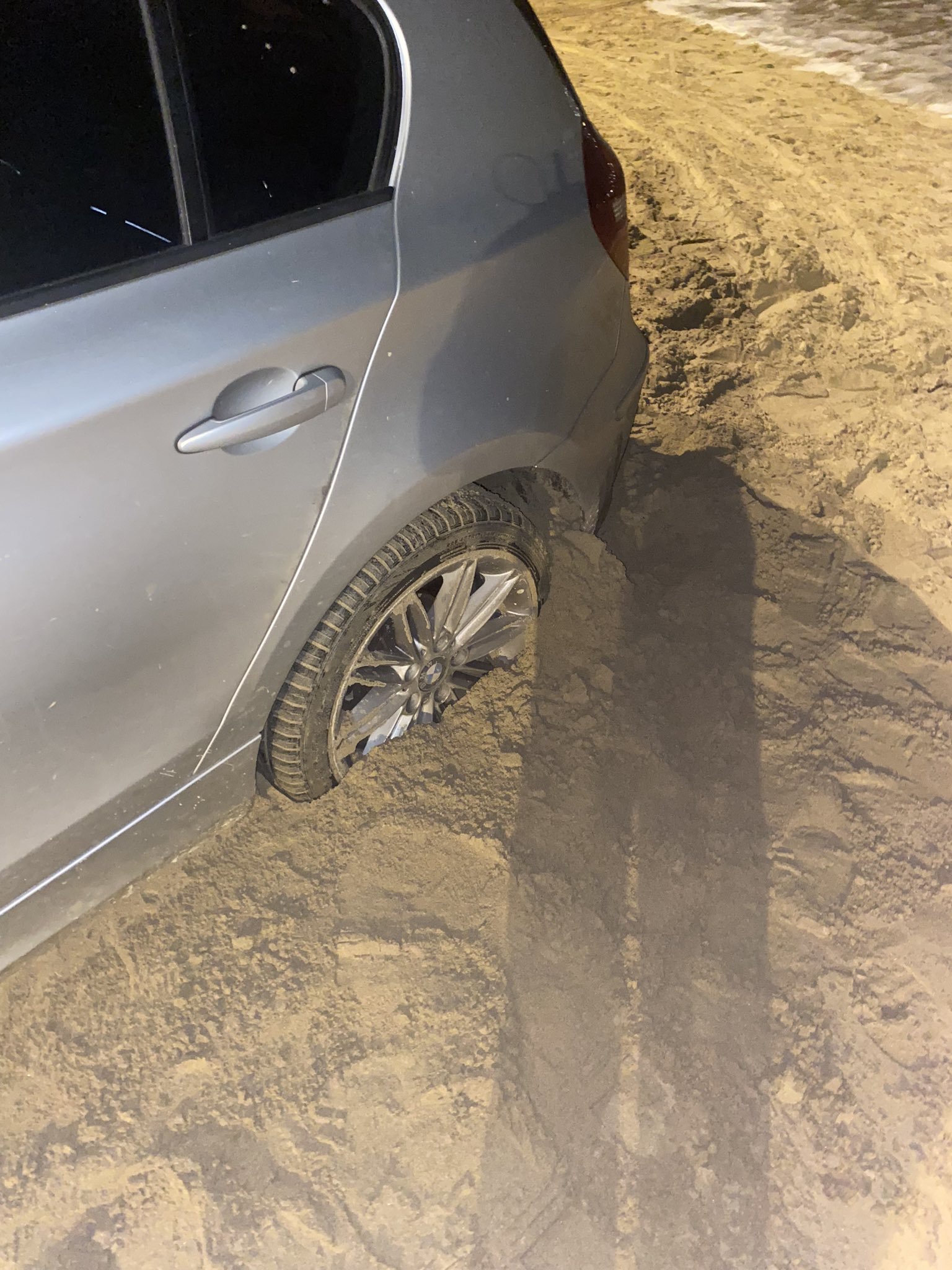 The car stuck in the sand at Towan Beach. Picture Newquay Police/Twitter