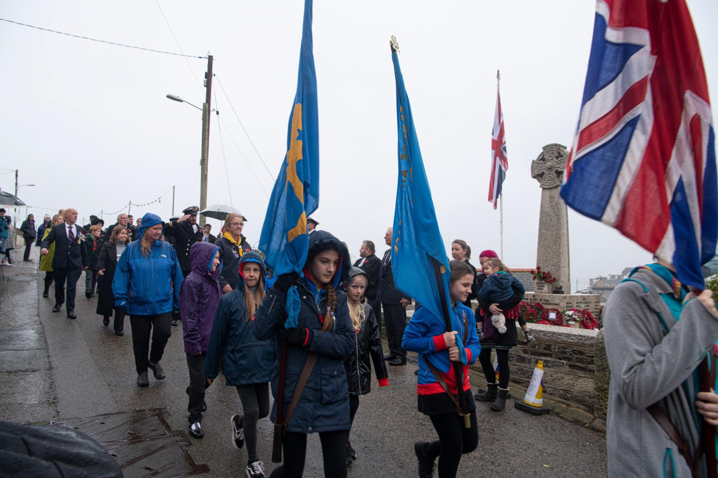 The parade to the War Memorial in Porthleven Picture: Kathy White