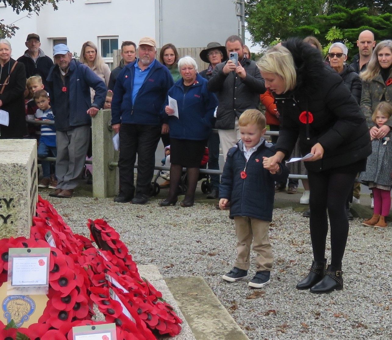 Charlie lays the wreath for Garras Owlets at The Lizard Picture: Wendy Bailey
