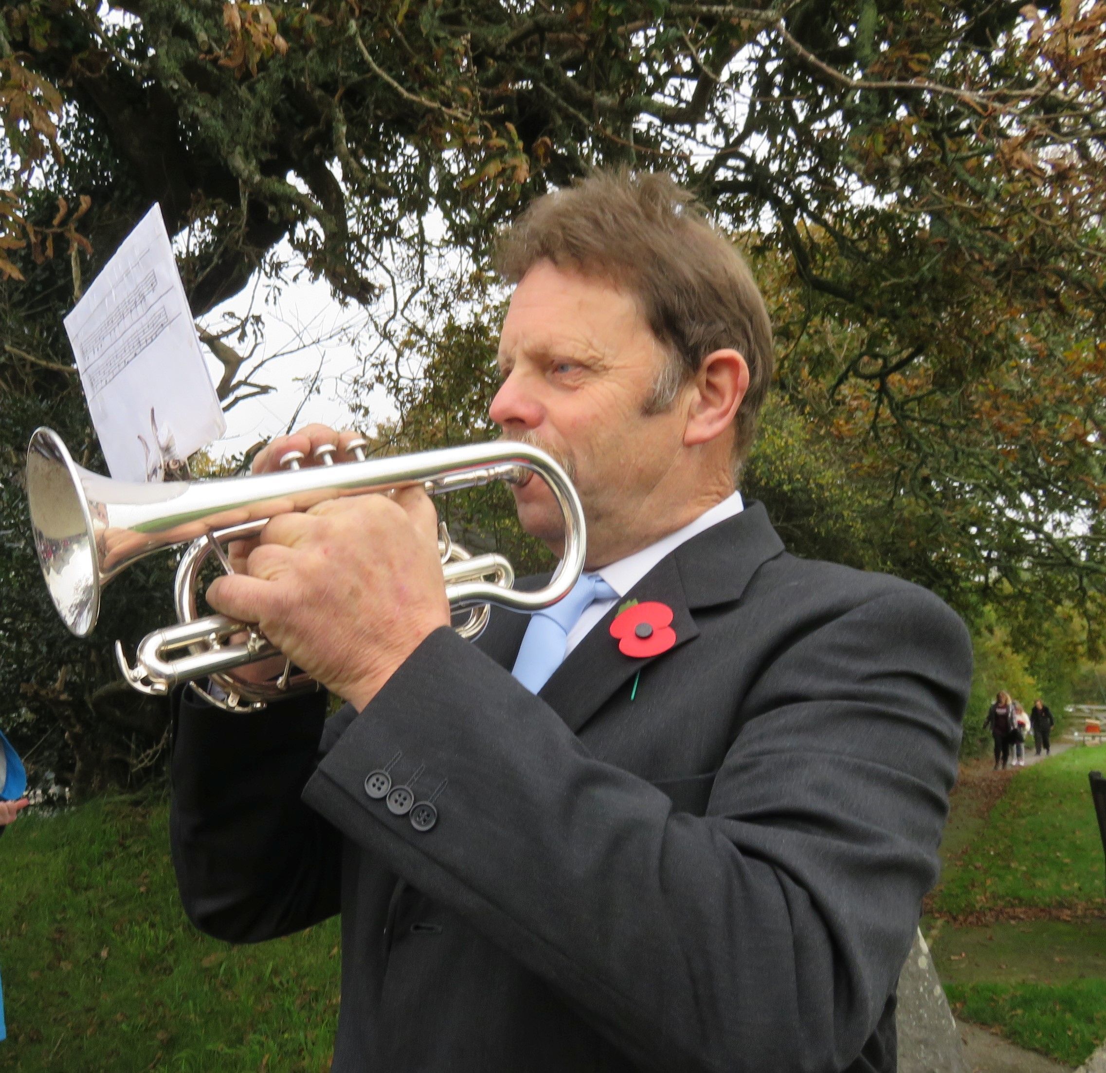 Anthony Hoskin sounds the Last Post at Mawgan Picture: Wendy Bailey